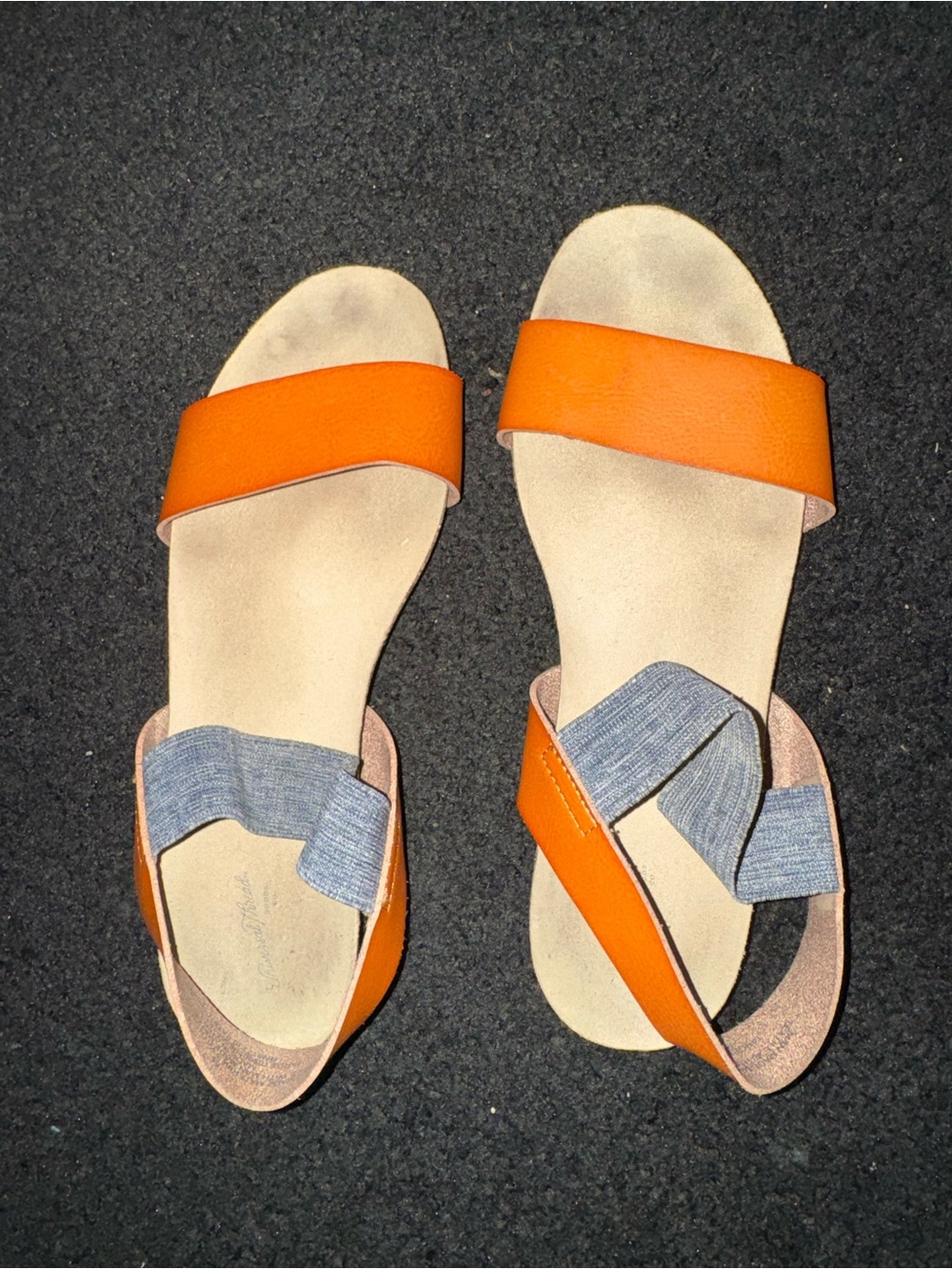 Women's Orange Slide Sandals with Elastic Cross Strap